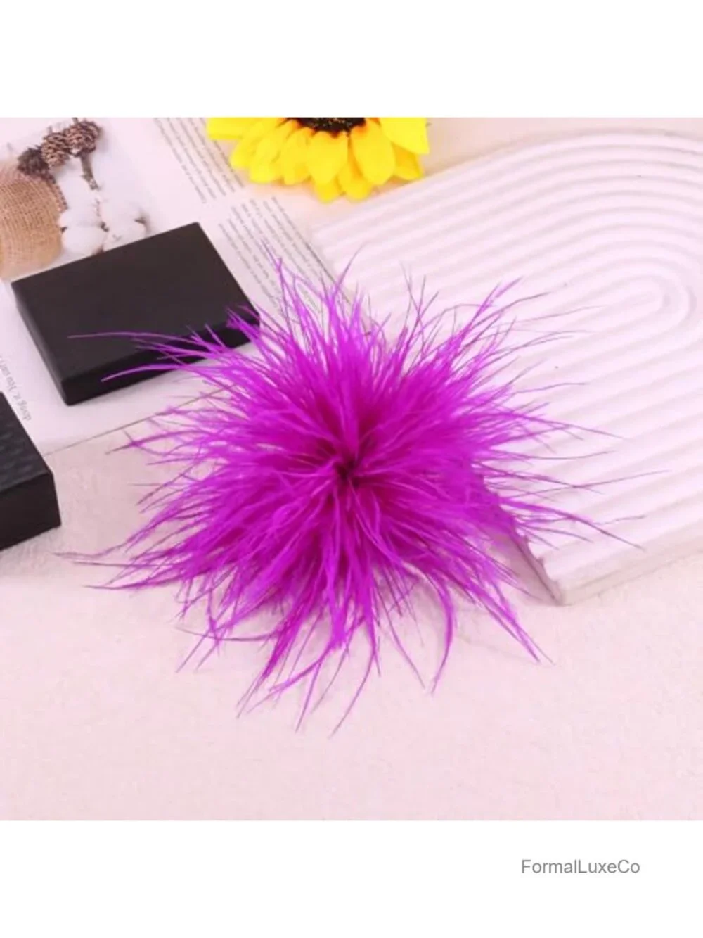 Dainty Feather Flower Brooch Pin for Women Large Ostrich Feather Brooch Floral